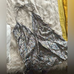 Kariza Designs | Y2K scarf halter neck paisley floral print top one size